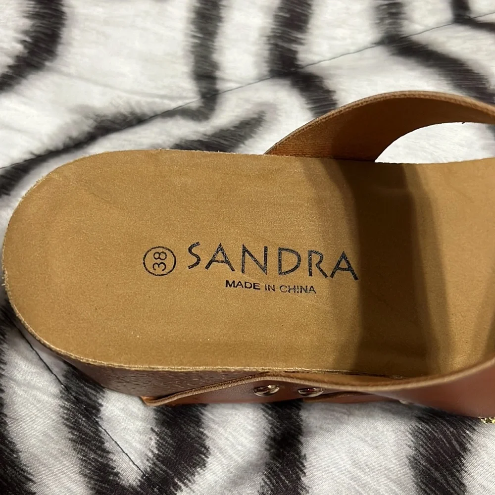 NEW SANDRA Brown & Gold wedge sandals Size 38 / 7